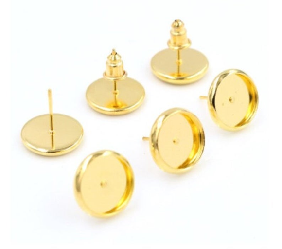 gold cabochon earring settings
