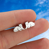 Stainless Steel Cat Stud Earrings