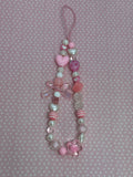 Phone or Bag Charm - Beaded Bow, Strawberry and Hearts