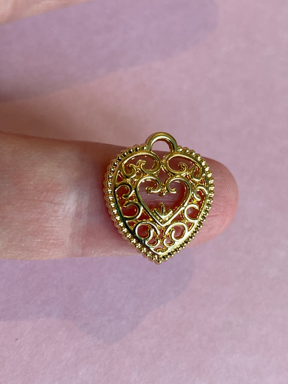 Gold Plated Heart Hollow 17mm x 15mm