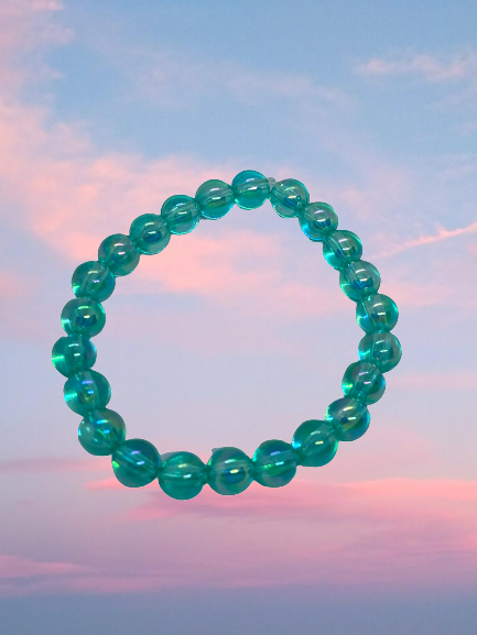 Handmade Turquoise Green Shimmer Beaded Bracelet