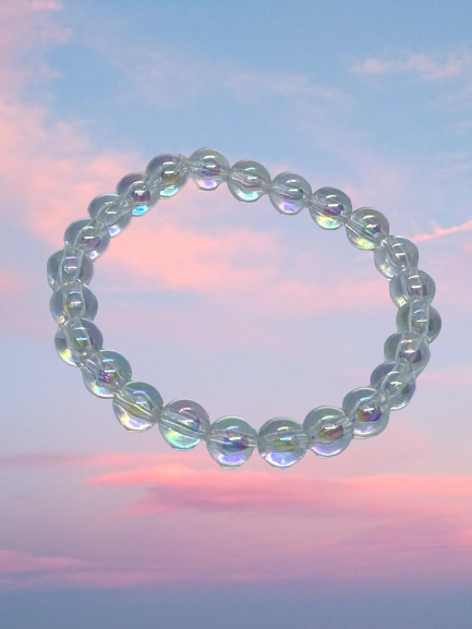Handmade Clear Opal Shimmer Beaded Bracelet