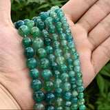Green Dragon Agate Glass Beads 6mm