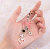 Phone or Bag Charm - Beaded Bow, Star and Hearts