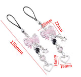 Phone or Bag Charm - Beaded Bow, Star and Hearts
