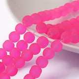 Vibrant Pink Frosted 6mm Glass Beads