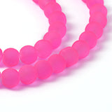 Vibrant Pink Frosted 6mm Glass Beads
