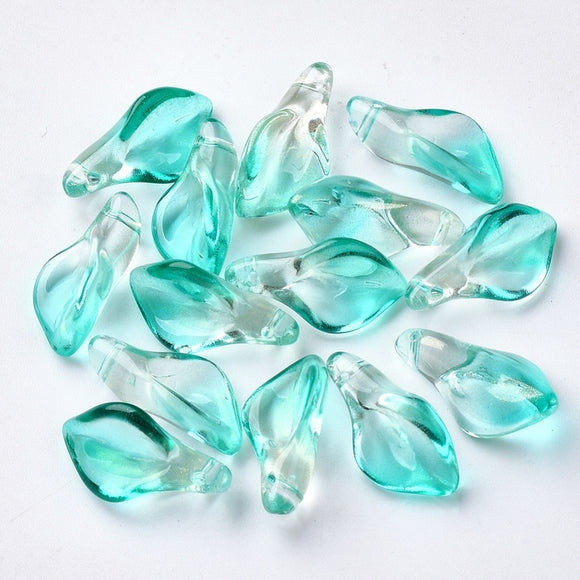 Transparent Two Tone Turquoise Glass Pendants