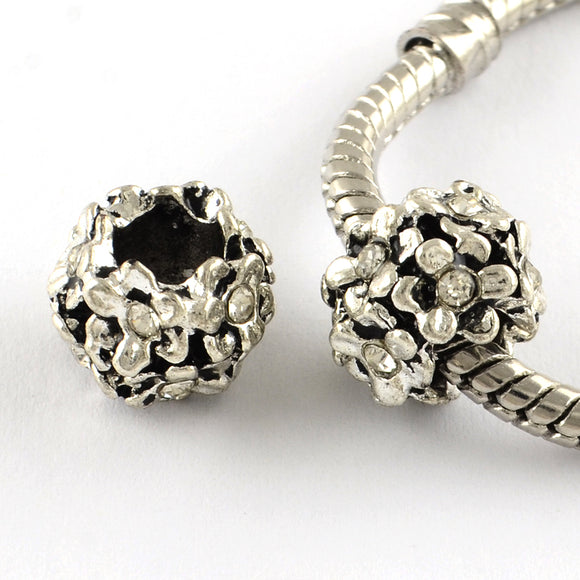 Silver Flower European Style Bracelet Beads