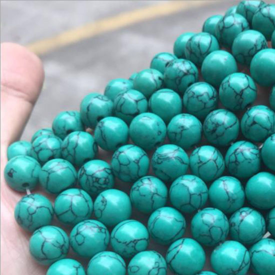 8mm Green Round Turquoise Beads