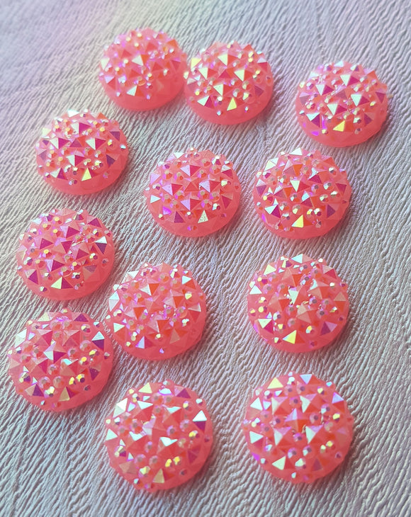 12mm Pink Sparkle Resin Cabochon