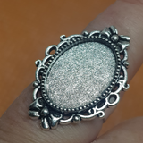 silver oval ring setting