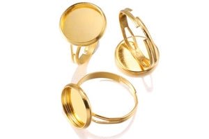 8mm Cabochon Ring Blanks in Gold, Silver, Rose Gold and Gun Metal Black