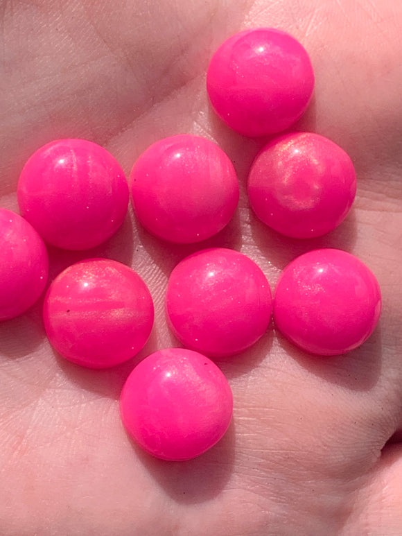 Candy Pink Shimmer 12mm Resin Cabochons