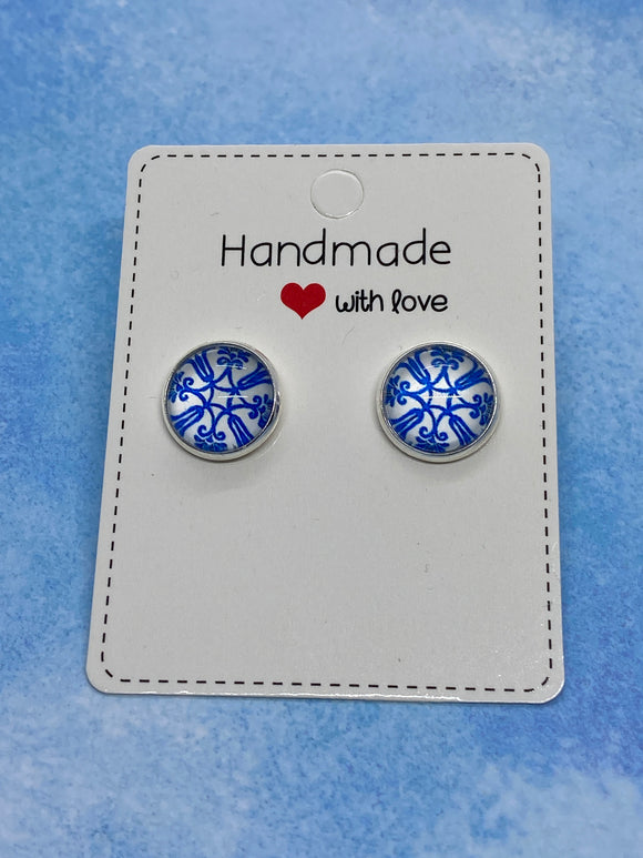 Blue Willow Earring Studs 12mm