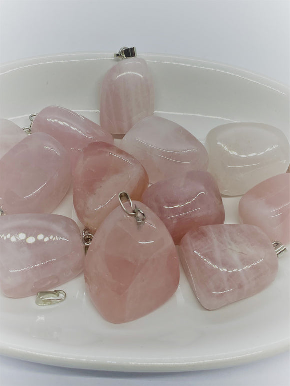 Polished Rose Quartz Gemstone Pendants