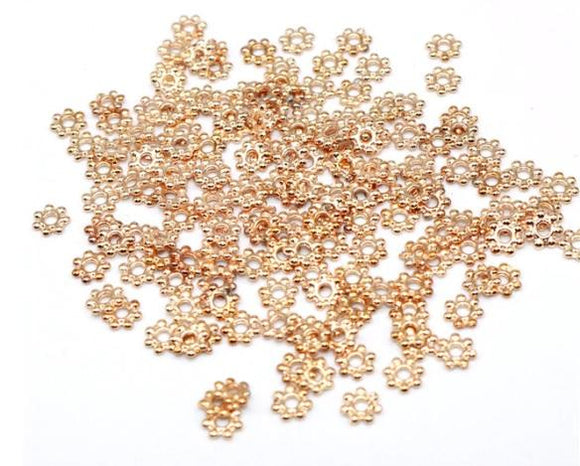 Daisy Flower 4mm Spacer Beads - Gold Plated