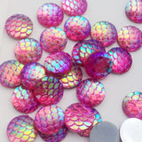 12mm Hot Pink Resin Scale Cabochons