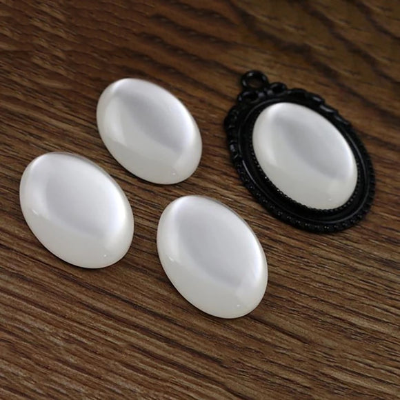 White Oval Resin Cabochon 18x25mm