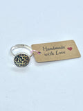 Silver Leopard Print Cabochon Ring