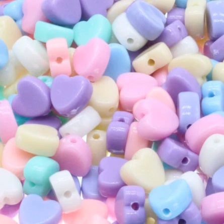 Acrylic Heart Pastel Beads 