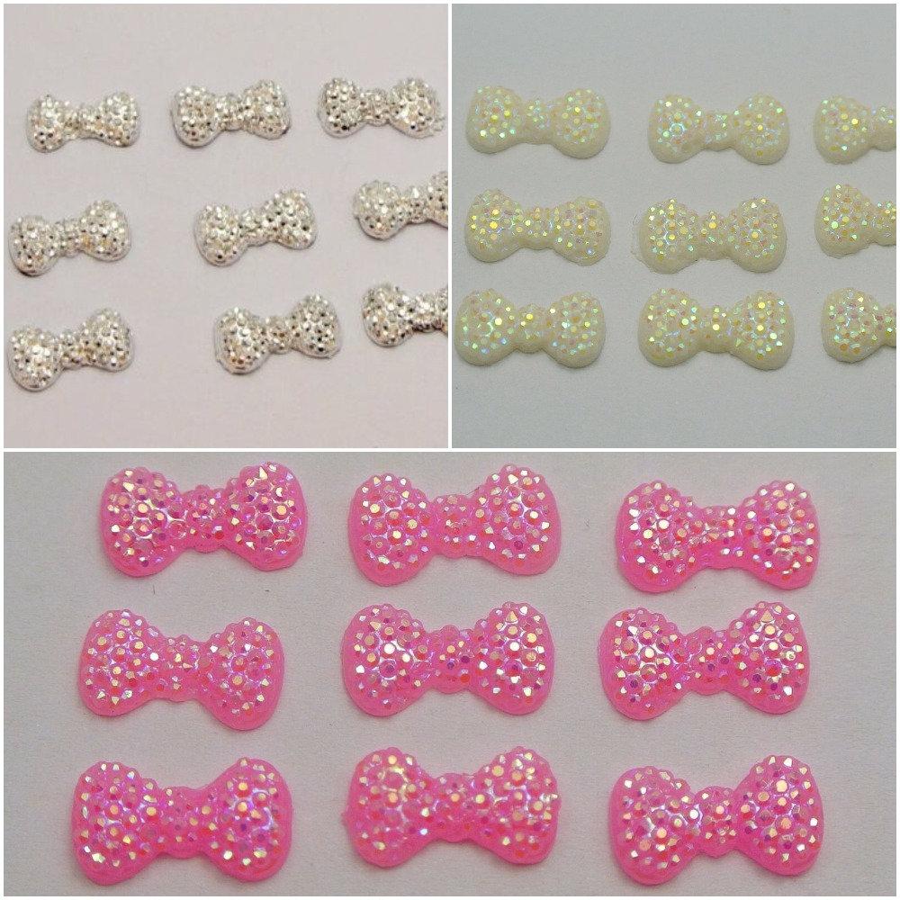 Pastel Ribbon Cabochon (47mm x 32mm / Pink / Flatback) Fairy Kei Hair, MiniatureSweet, Kawaii Resin Crafts, Decoden Cabochons Supplies