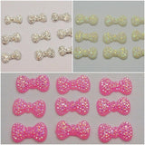 Resin Bows, Silver Bows, Cream Bows, Pink Bows, Bow Cabochon, Bow Flatback, Small Bows, Bow Kawaii, Silver Kawaii, Silver Kitsch,