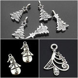Silver Christmas Tree Charms and  Snowmen Charms