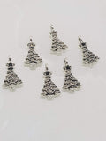 Silver Christmas Tree Charms and  Snowmen Charms