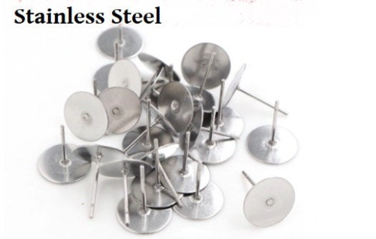 8mm, 10mm or 12mm Stainless Steel Earring Posts