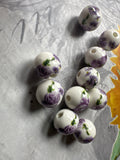 Purple Ceramic Beads, 12mm