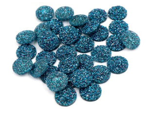 12mm Blue Sparkle Cabochon Flatbacks