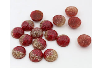 Two Tone Resin Glitter 12mm Cabochons