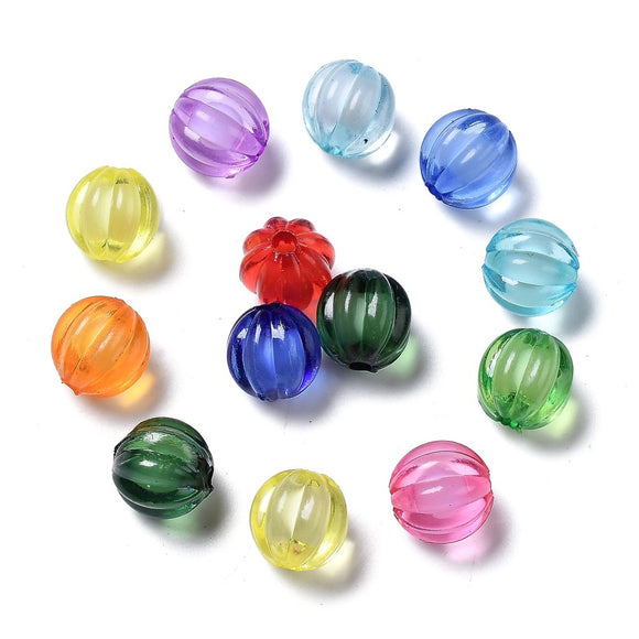 10mm Mixed Colour Acrylic Pumpkin Beads