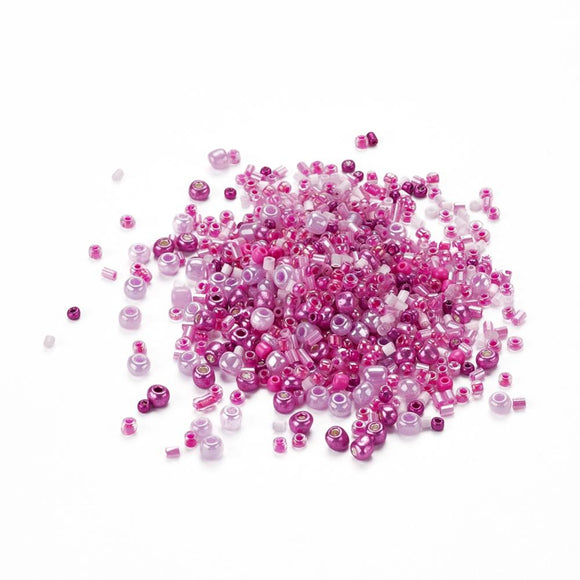 Mixed 2-4mm Pink/Magenta Glass Seed Bead Packs