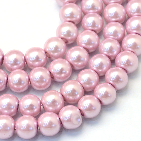 Pearly Pink Glass Pearl Beads 6mm (pack of 50)