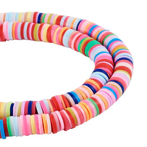 Bright Polymer Clay Disc Beads, 6mm