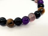 Handmade Amethyst, Obsidian, Tiger’s Eye & Smokey Quartz Protection Bracelet