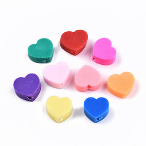 Colourful Chunky Polymer Clay Heart Beads