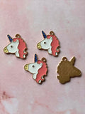 Gold Unicorn Enamel Charms