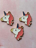 Gold Unicorn Enamel Charms