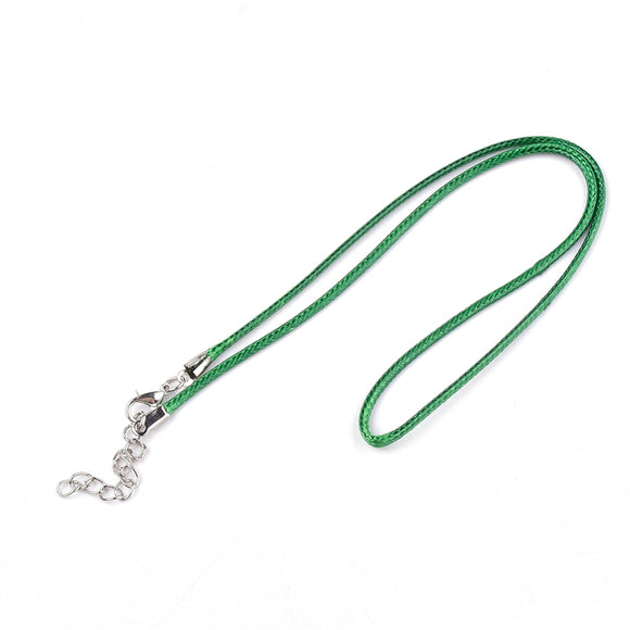 Green Colour Waxed Cord Necklaces