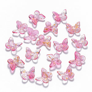 Two Tone Spray Painted Butterfly Charms - Pink or Blue