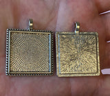 Gold, Silver or Black 25mm Square Pendant Settings