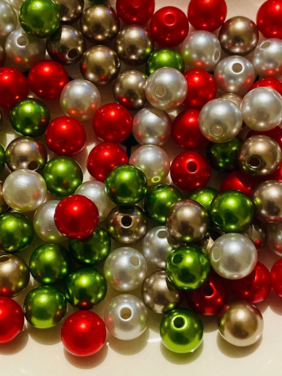 8mm Acrylic Pearl Christmas Beads