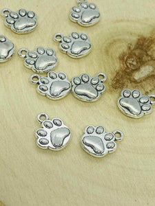 Silver Paw Print  Charms