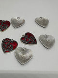 Silver Red Enamel Heart Pendant