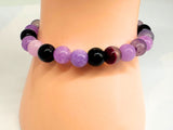 Genuine Amethyst 8mm Beaded Elastic Bracelet - FREE UK POSTAGE