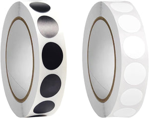 2000 Round Stickers - 2 Rolls of Black and White