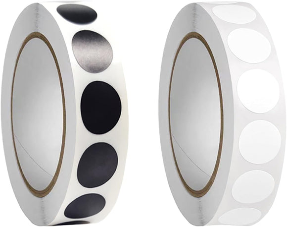 2000 Round Stickers - 2 Rolls of Black and White